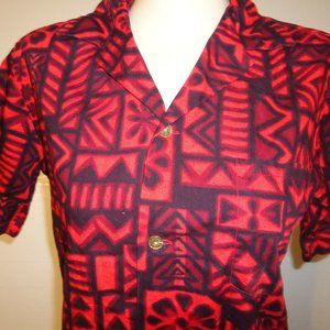 Vtg 60s Ui Maikai Coral Black Burgandy 100% Cotton